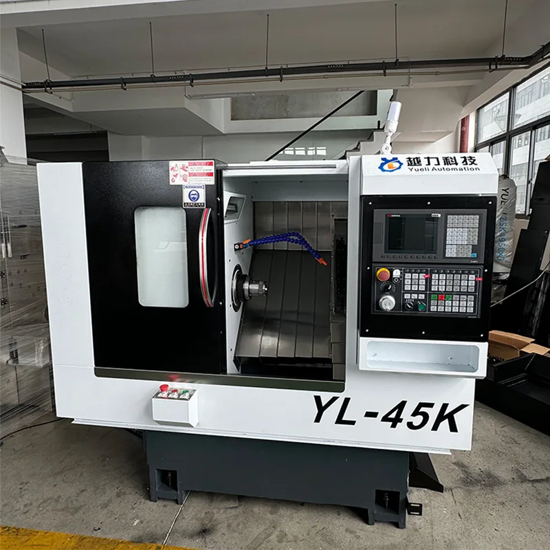 Torno de leito inclinado CNC com torre servo e cabeçote móvel hidráulico