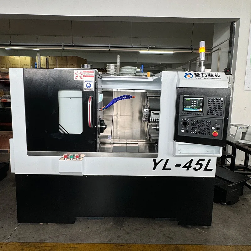 Torno CNC de base inclinada com torre servo e cabeçote móvel